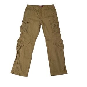 Matchstick Mens Khaki Tan Cotton Multi Pocket Cargo Pants Size 36 XXL